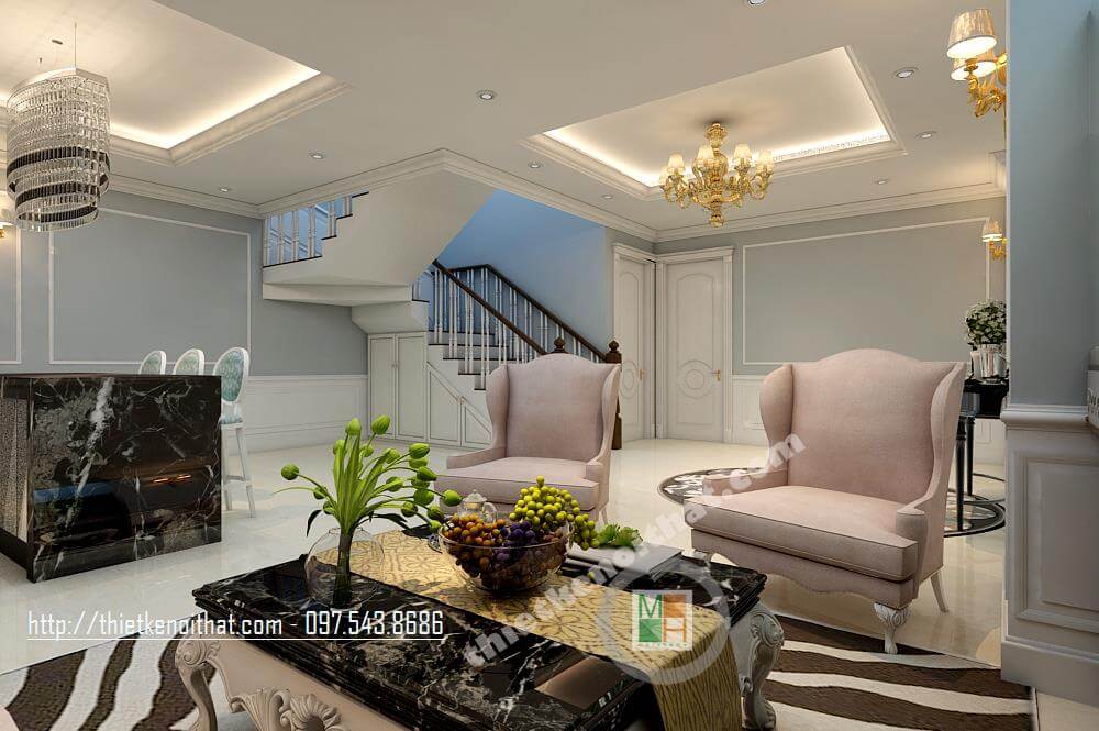 Mẫu thiết kế nội thất biệt thự Vinhomes Riverside - Vincom Village tân cổ điển sang trọng 